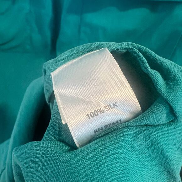 J.Jill Teal 100% Silk Blouse Size M - Picture 4 of 7